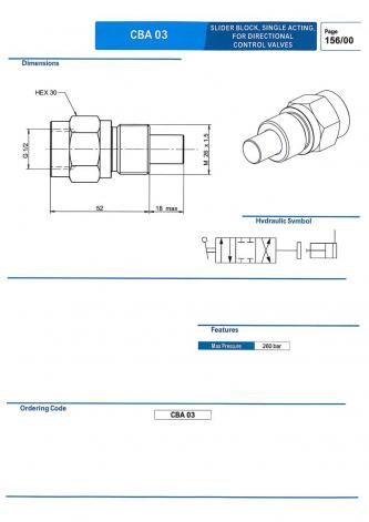 Slider block single acting for directional control valve 1/2 "BSP M26x1,5